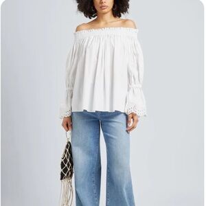 ALEXANDER MCQUEEN Bateau NECKLINE BLOUSE WITH SLEEVE SANGALLO, SIZE 42